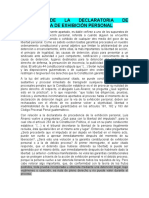 Efectos de La Declaratoria de Procedencia de Exhibición Personal