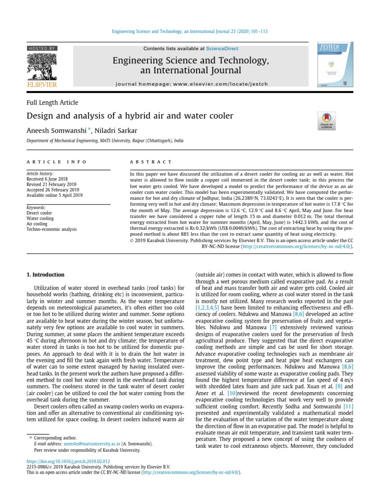 Hybrid Air-Water Cooler Design Analysis | PDF | Water | Water Heating