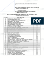 Masterat Managementul Serviciilor de Sănătate În Domeniul Medico-Farmaceutic - Lista Candidaţi Admişi Pe Locuri Cu Taxă