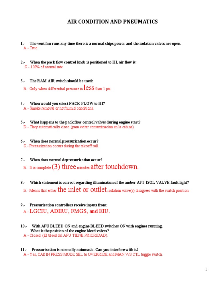Air Conditioning and Pressurization Overview | PDF | Valve | Electric ...