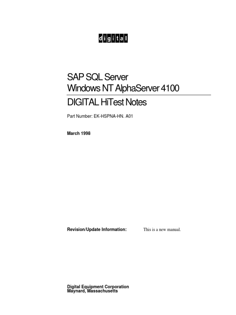 SAP SQL Server Windows NT AlphaServer 4100 PDF Microsoft Windows
