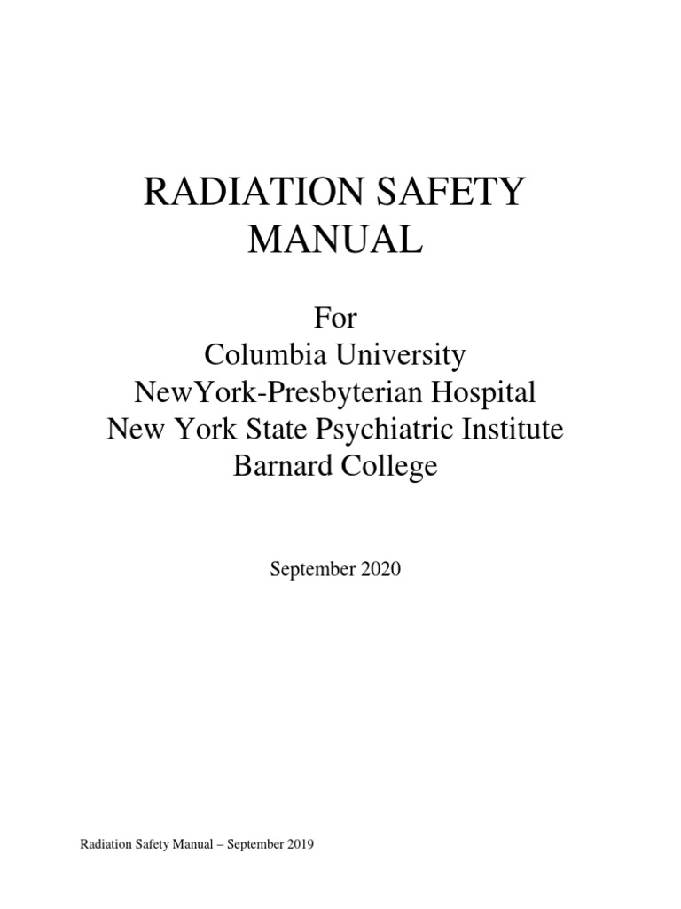 Radiation Safety Manual PDF Radiation Protection Ionizing Radiation