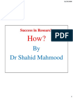 By DR Shahid Mahmood: Success in Research