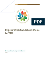 Règles D'attribution Du Label RSE de La Cgem: Commission Entreprise Responsable Et Citoyenne