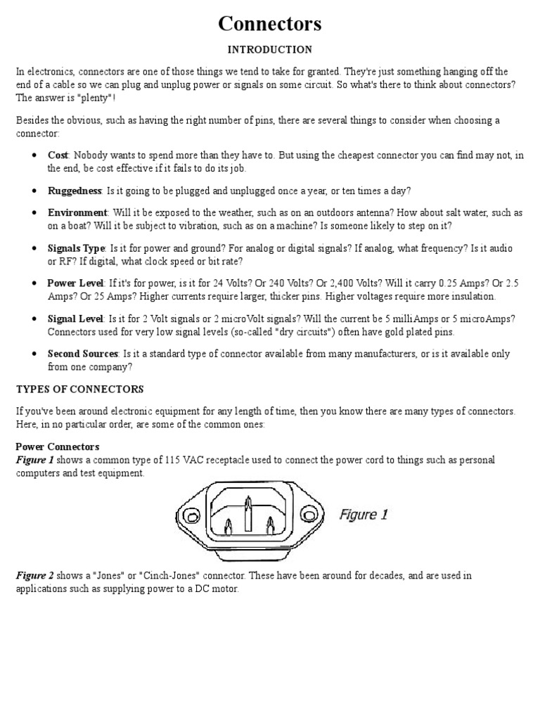 An Overview of Common Connector Types Used in Electronics | PDF ...
