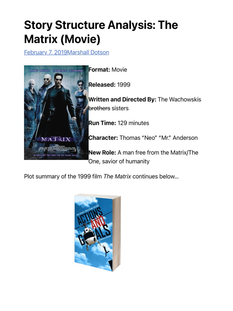 The Matrix: Story Structure Analysis | PDF
