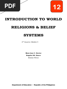 Introduction To World Religions & Belief Systems: 2 Quarter: Module 4