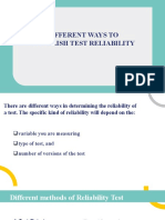 Different Ways To Establish Test Reliability