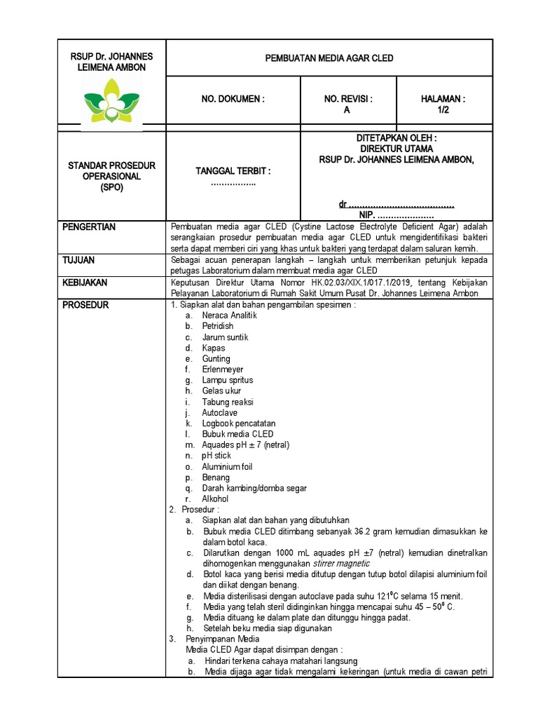 Prosedur Pembuatan Media Agar CLED | PDF