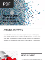 Measurement, Reliability and Validity