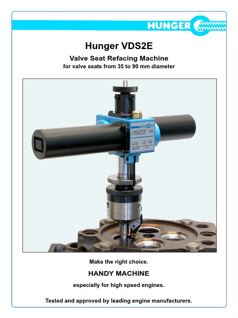 Hunger VDS2E Valve Seat Refacing Machine PDF Machines Valve
