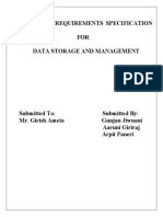 Software Requirements Specification FOR Data Storage and Management