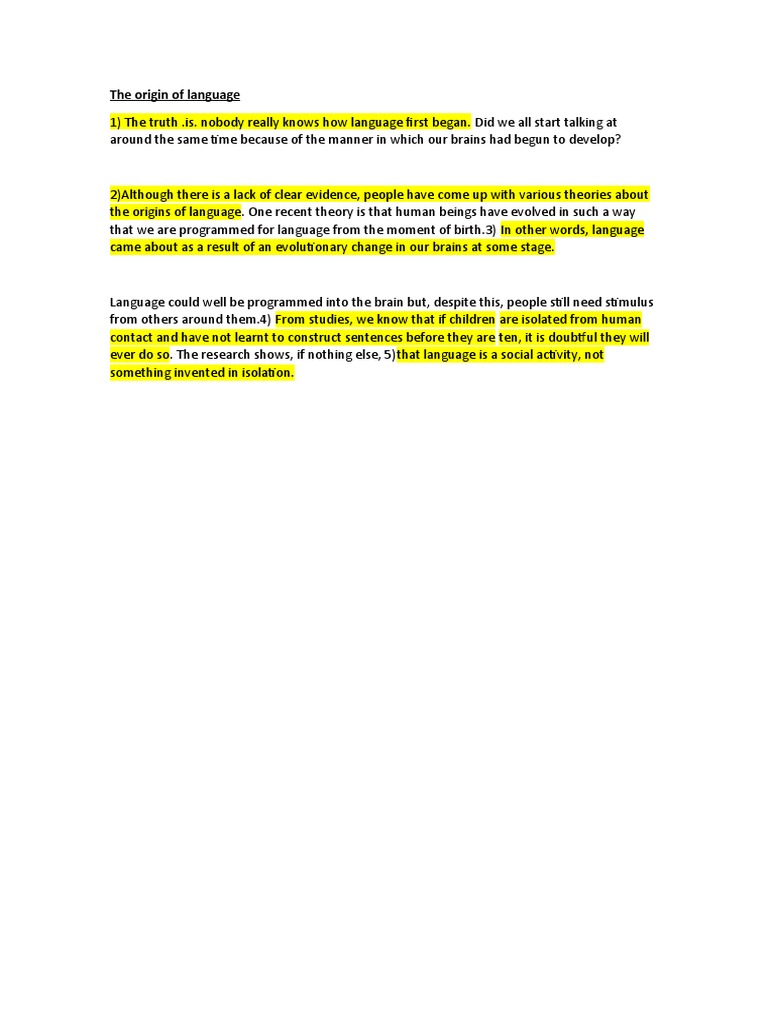 Theories on the Origin of Language | PDF