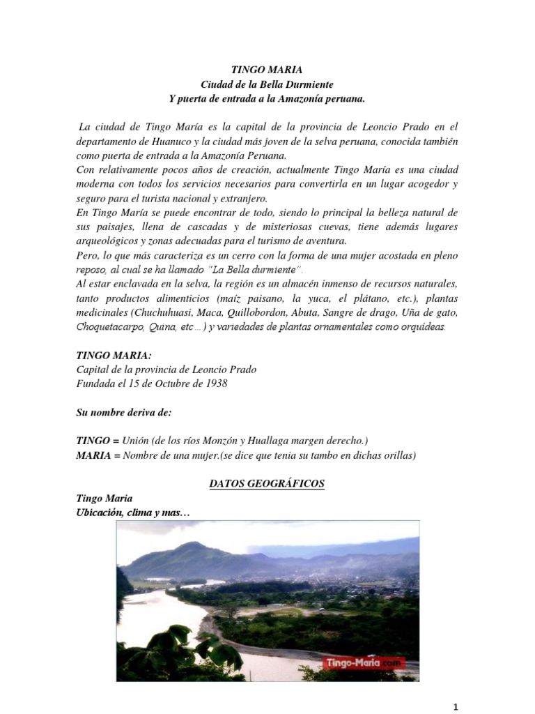 Tingo Maria Pdf Diablo Naturaleza