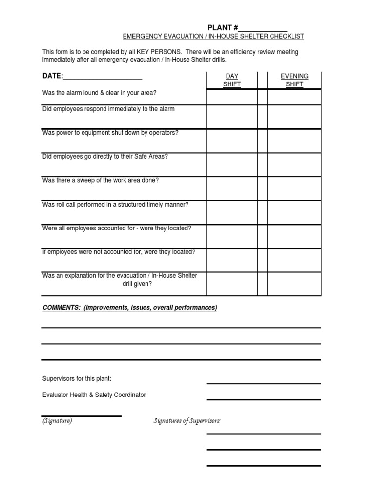 Emergency Drill Checklist Template PDF