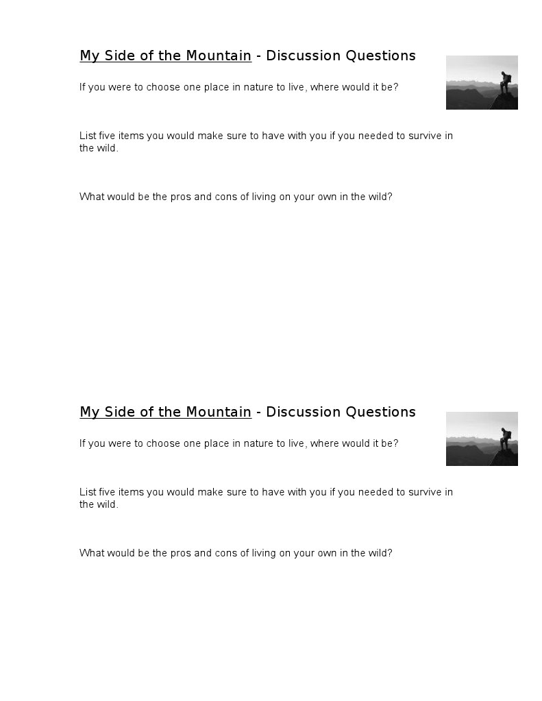 My Side of the Mountain: Discussion Guide | PDF