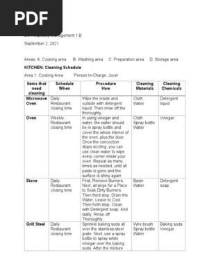 Cleaning Schedule
