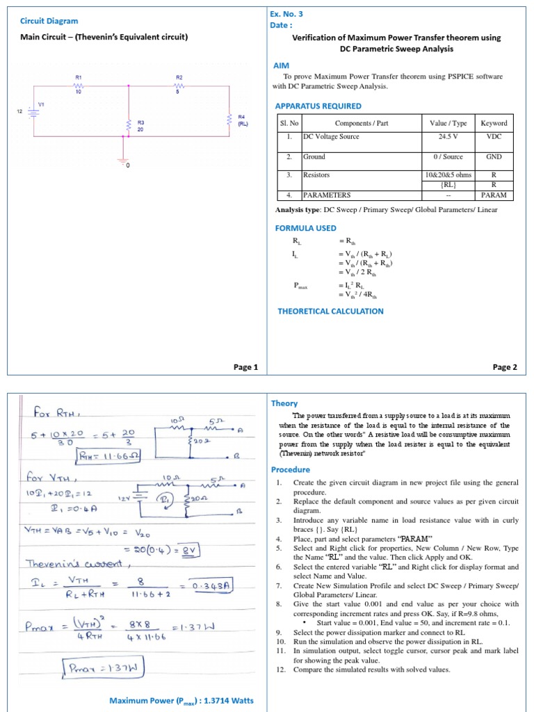 Verification of Maximum Power Transfer | PDF | Electrical Network ...