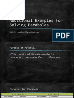Formulas For Parabola and Additional Examples