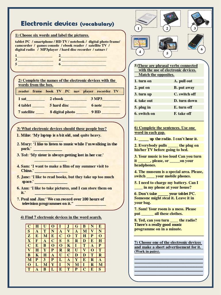 Electronic Devices Vocabulary Worksheet | PDF | Computer Engineering ...
