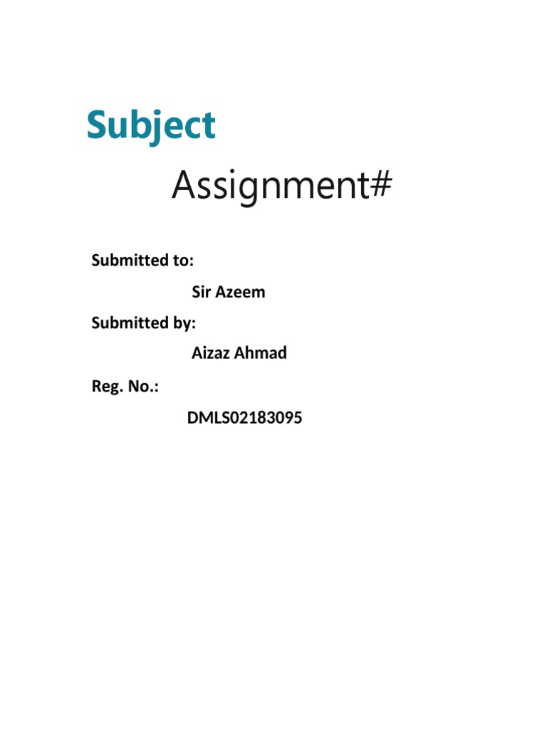 Subject Assignment PDF