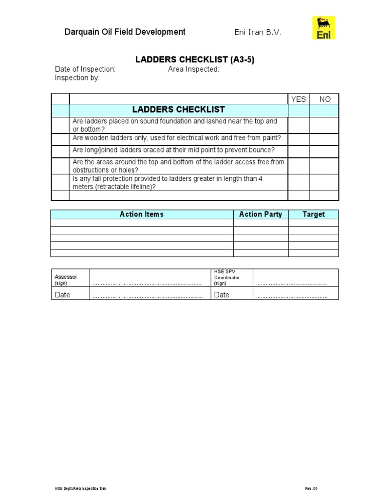 05 Ladders Checklist (A3-5) | PDF