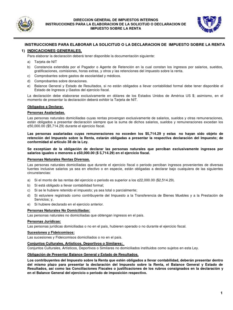 Instrucciones para Declarar Renta 2023 | PDF | Impuesto sobre la renta ...
