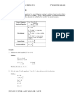 Quadratic Equation: Math 100E - College Mathematics 1 SEMESTER 2020-2021