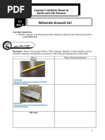 Minerals Around Us!: Learner's Activity Sheet in Earth and Life Science