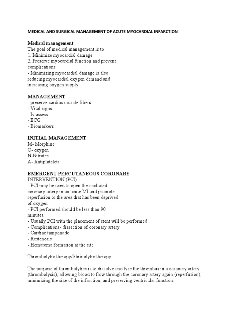 Management of Acute Myocardial Infarction | PDF | Myocardial Infarction ...