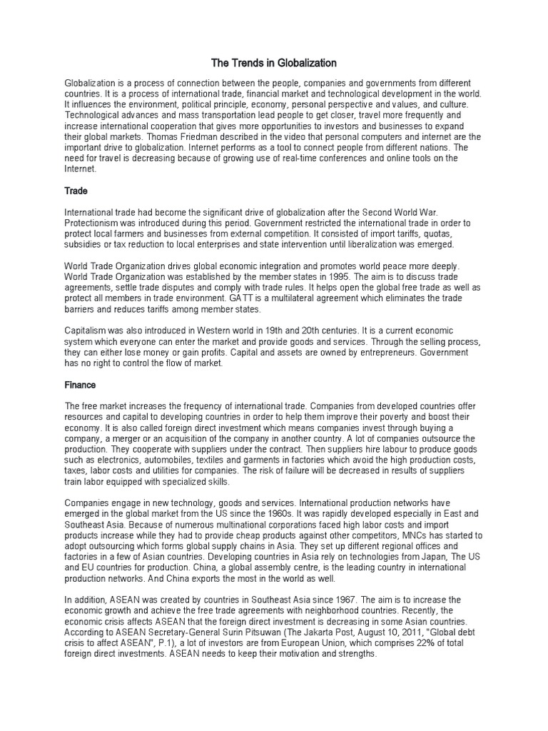 The Trends in Globalization | PDF | Globalization | Trade
