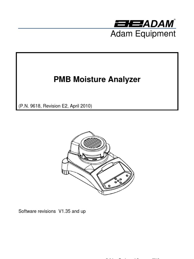Adam PMB53 Moisture Analyzer User Manual PDF Electrical Connector Usb