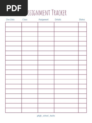 Copy of Assignment Tracker Printable