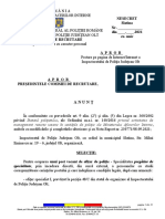 Anunt Concurs Sursa Externa - Deficit Ofiter Pregatire Specialitate - SPP