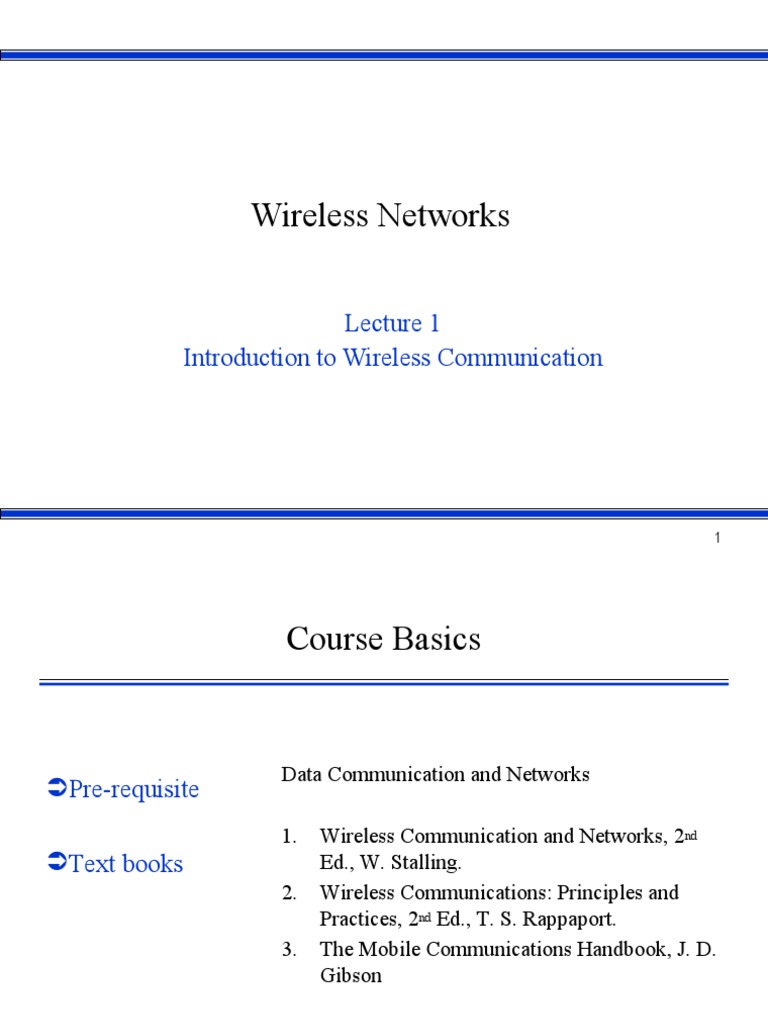 Wireless Networks: Introduction To Wireless Communication | PDF ...