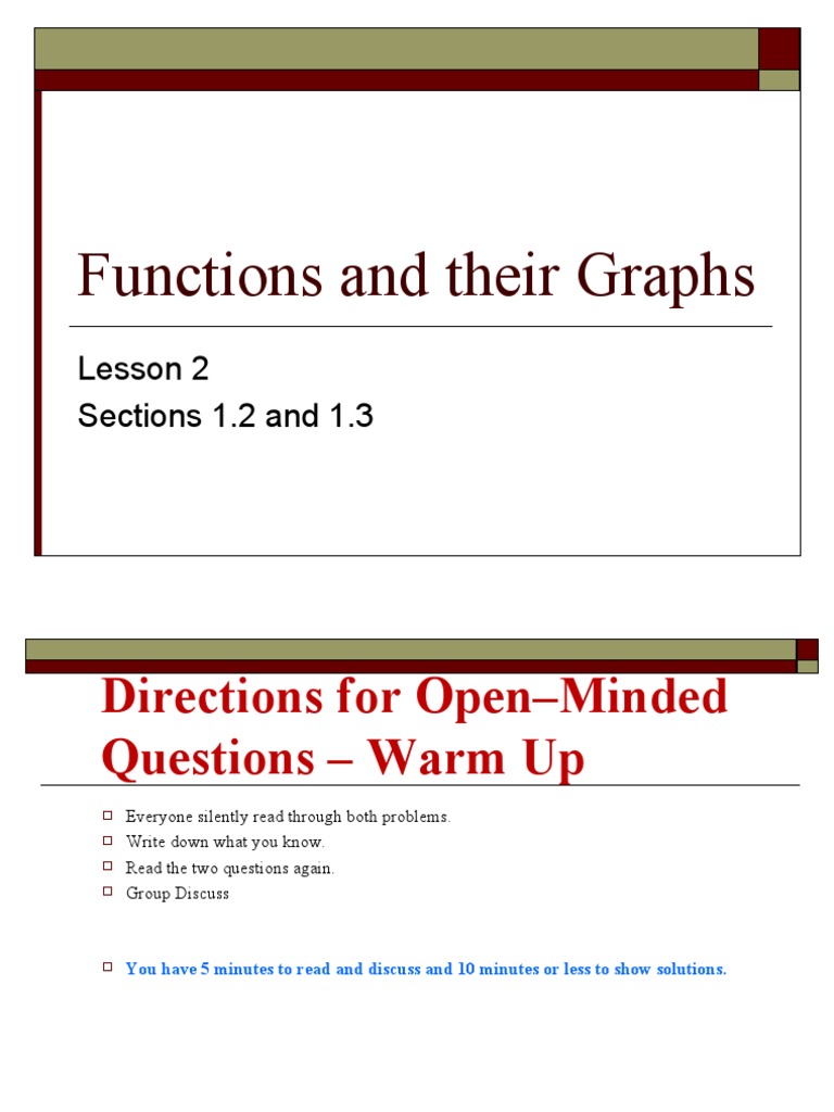 Lesson 2 - Functions and Their Graphs - NOTES | PDF | Function ...