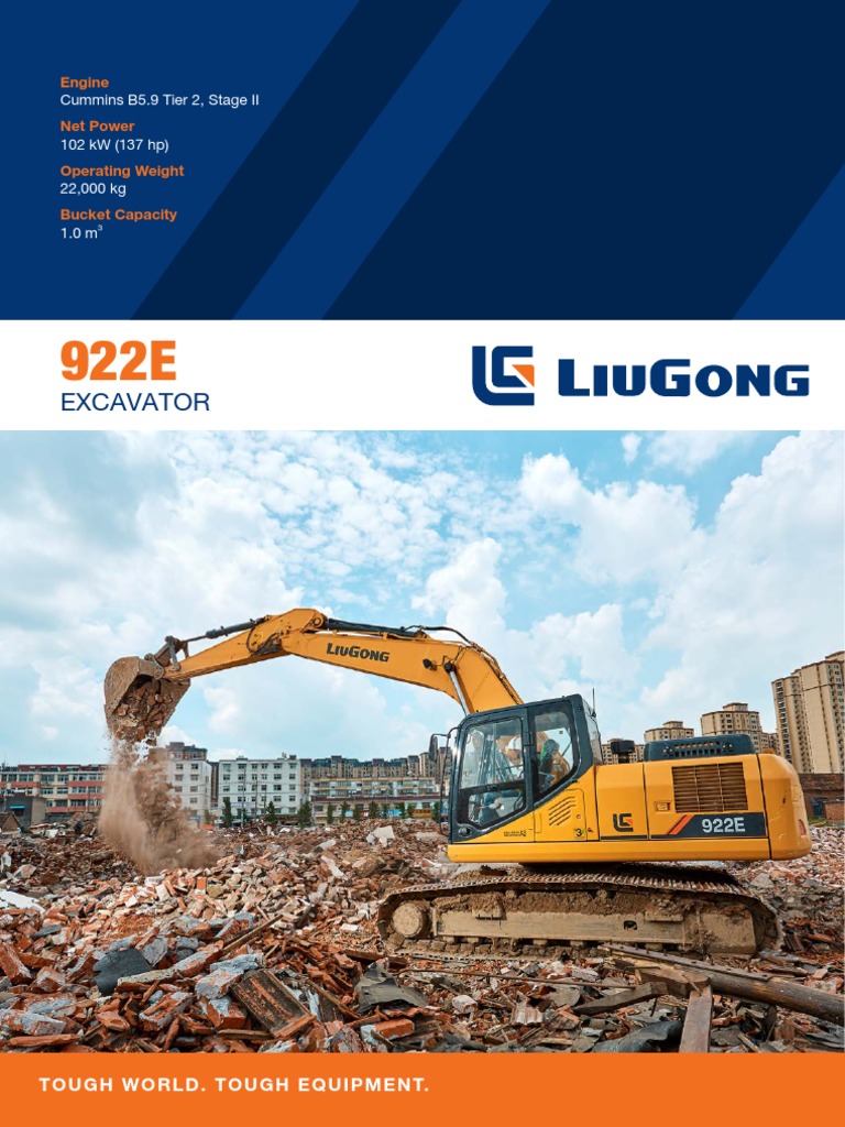 LiuGong 922E Excavator Overview | PDF | Horsepower | Engines