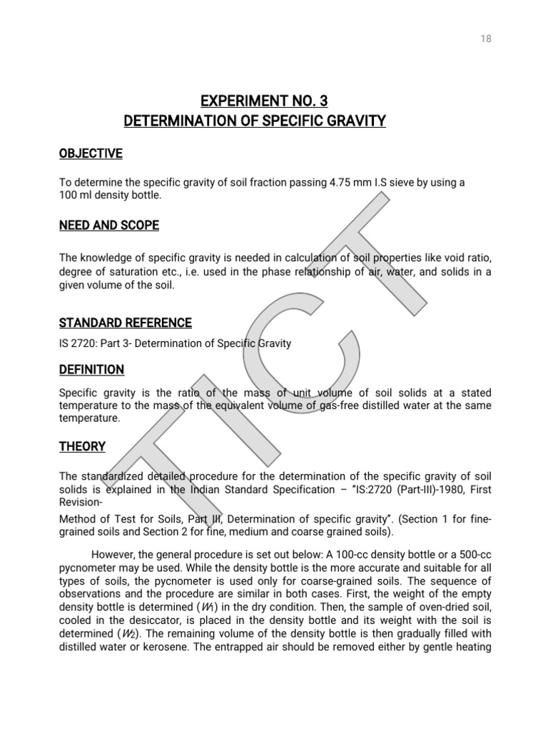 Specific Gravity of Soil Testing Guide | PDF | Density | Water