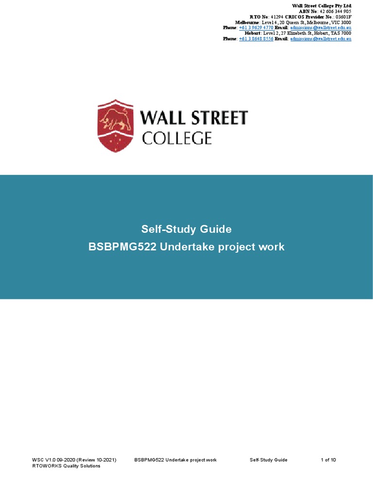 BSBPMG522 Self Study Guide V1.0 09-20 | PDF | Project Management ...