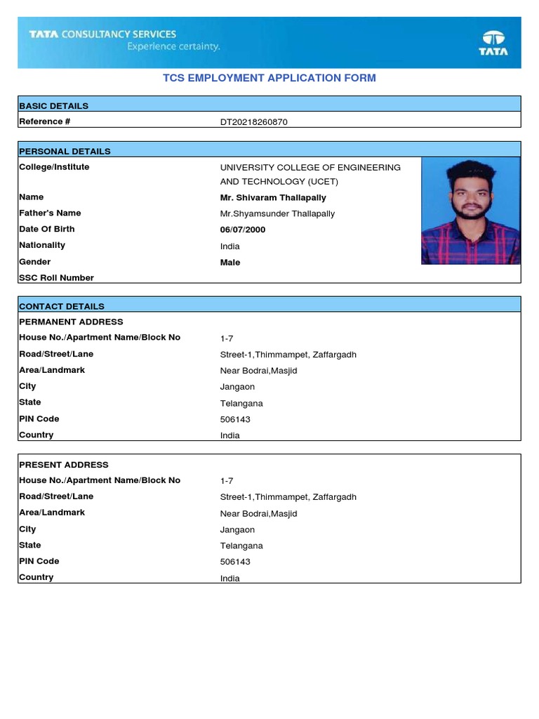 TCS Employment Application Form | PDF | Common Law | Government