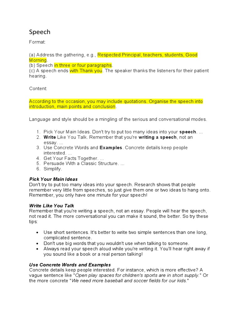 Guidelines for Writing Short Speeches | PDF | Advertising | Speech
