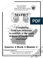 Math 7: "Translating From One Language To Another Is The Most Delicate of Intellectual Exercises"