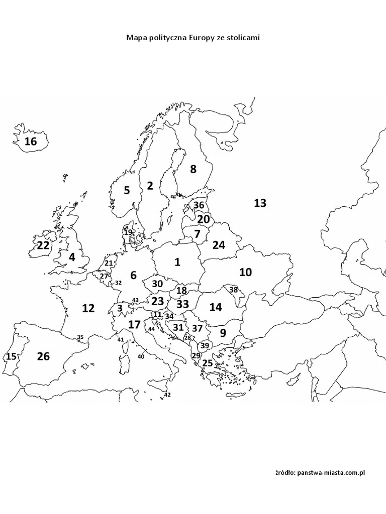 Mapa Europy Ze Stolicami Test Mapa Polityczna Europy Ze Stolicami | PDF