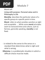 Moral Self: Living With Purpose-Personal Value and in Philosophy in Life