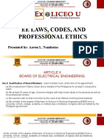 Ee Laws, Codes, and Professional Ethics: Presented By: Aaron L. Nambatac