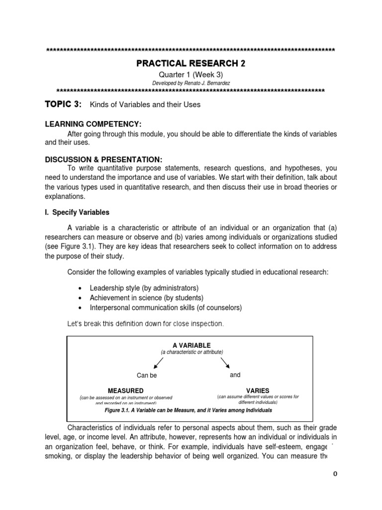 Understanding Types of Research Variables | PDF | Dependent And ...