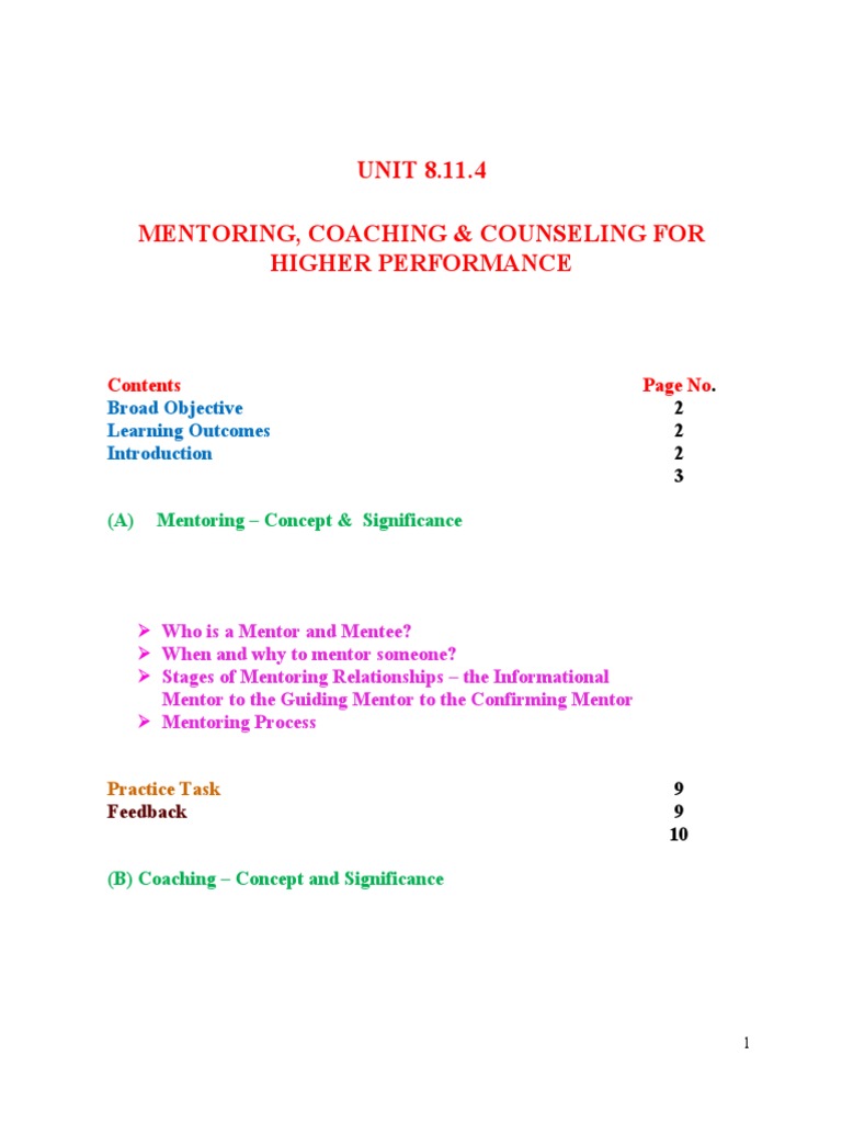 Mentoring, Coaching & Counseling Guide | PDF | Mentorship | Goal