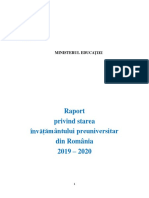 Raport Privind Starea Invatamantului Preuniversitar Din Romania 2019 2020