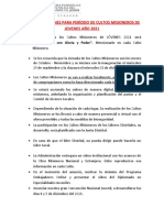 RECOMENDACIONES PARA PERÍODO DE CULTOS MISIONEROS DE JOVENES AÑO 2021-1