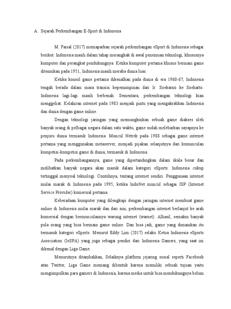Perkembangan E Sport Di Indonesia Pdf